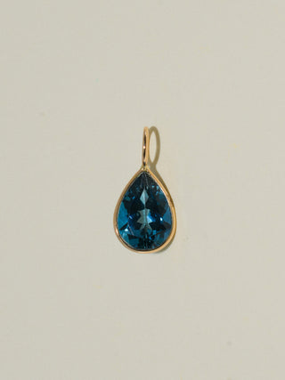 Naughty Nautical London Blue Topaz Teardrop Cut Charm in Yellow 14k Gold