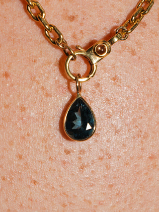 Naughty Nautical London Blue Topaz Teardrop Cut Charm in Yellow 14k Gold