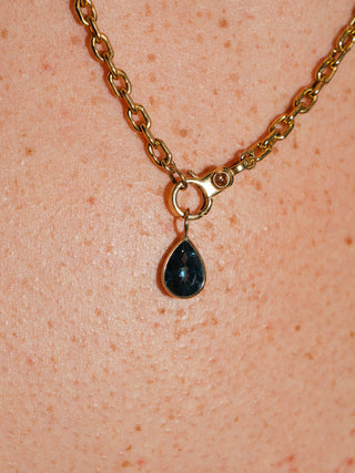 Naughty Nautical London Blue Topaz Teardrop Cut Charm in Yellow 14k Gold