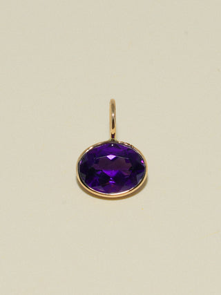 Maetra Amethyst East West Oval Cut Charm in Yellow 14k Gold