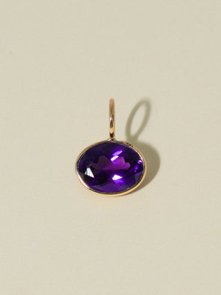 Maetra Amethyst East West Oval Cut Charm in Yellow 14k Gold