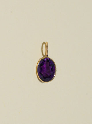 Coquina Amethyst Oval Cut Charm in Yellow 14k Gold