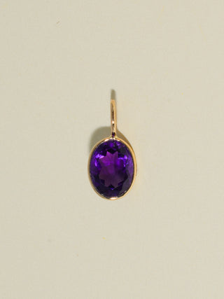 Coquina Amethyst Oval Cut Charm in Yellow 14k Gold