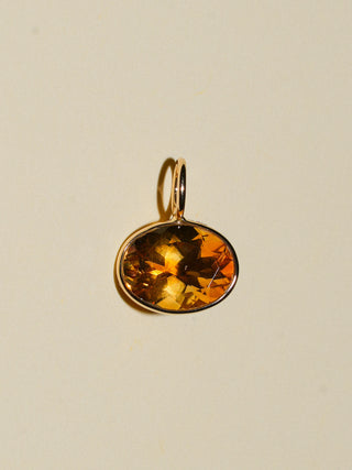 Here Comes the Sunset Citrine East West Oval Cut Charm in Yellow 14k Gold