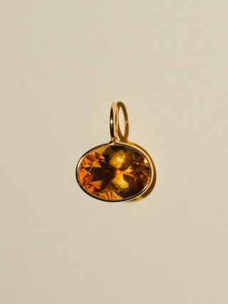 Here Comes the Sunset Citrine East West Oval Cut Charm in Yellow 14k Gold