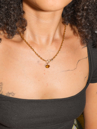 Here Comes the Sunset Citrine East West Oval Cut Charm in Yellow 14k Gold