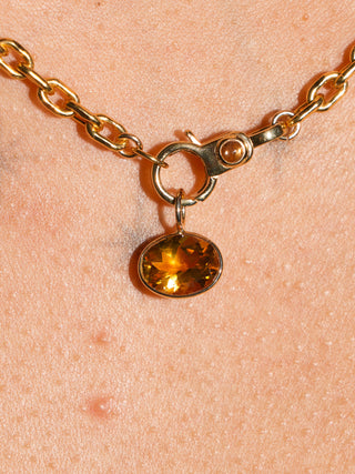 Here Comes the Sunset Citrine East West Oval Cut Charm in Yellow 14k Gold