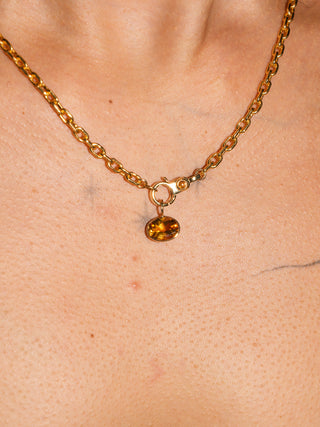 Here Comes the Sunset Citrine East West Oval Cut Charm in Yellow 14k Gold