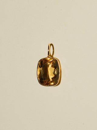 Pools of Gold Citrine Cushion Cut Charm in Yellow 14k Gold