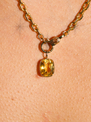 Pools of Gold Citrine Cushion Cut Charm in Yellow 14k Gold