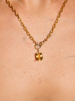 Pools of Gold Citrine Cushion Cut Charm in Yellow 14k Gold