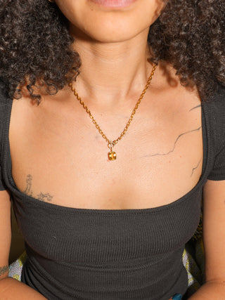 Pools of Gold Citrine Cushion Cut Charm in Yellow 14k Gold