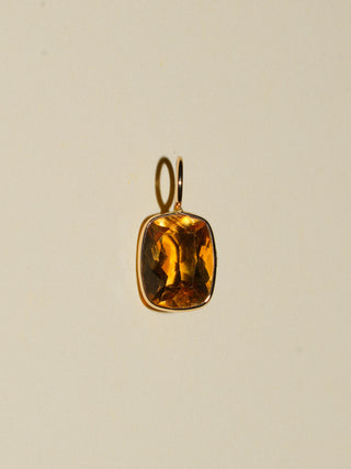 Mighty Mango Citrine Cushion Cut Charm in Yellow 14k Gold
