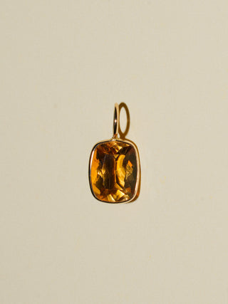 Mighty Mango Citrine Cushion Cut Charm in Yellow 14k Gold