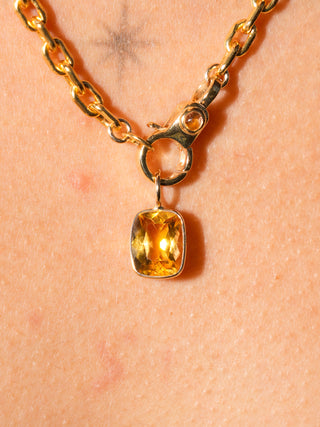 Mighty Mango Citrine Cushion Cut Charm in Yellow 14k Gold