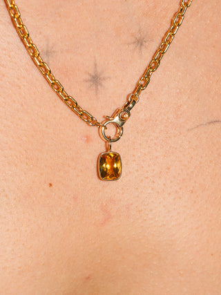 Mighty Mango Citrine Cushion Cut Charm in Yellow 14k Gold