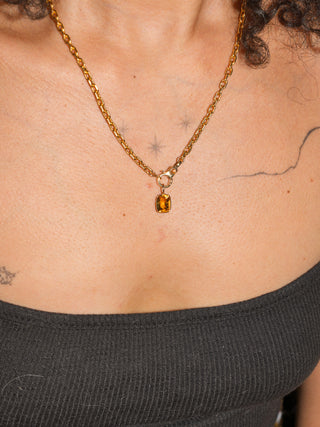 Mighty Mango Citrine Cushion Cut Charm in Yellow 14k Gold