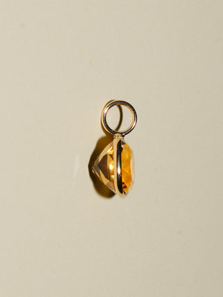 Passionfruitty Citrine East West Cushion Cut Charm in Yellow 14k Gold