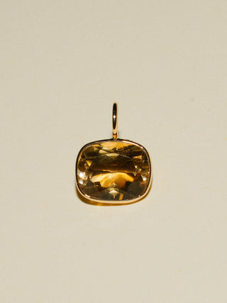 Passionfruitty Citrine East West Cushion Cut Charm in Yellow 14k Gold