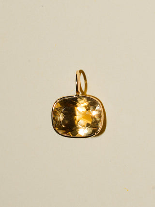 Passionfruitty Citrine East West Cushion Cut Charm in Yellow 14k Gold