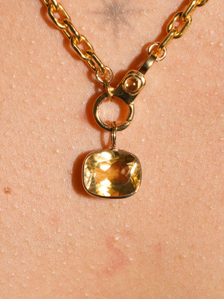 Passionfruitty Citrine East West Cushion Cut Charm in Yellow 14k Gold