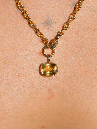 Passionfruitty Citrine East West Cushion Cut Charm in Yellow 14k Gold