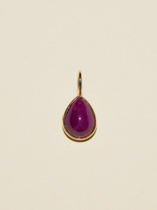 Crybaby Cancer Ruby Teardrop Cabochon Charm in Yellow 14k Gold