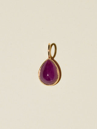 Crybaby Cancer Ruby Teardrop Cabochon Charm in Yellow 14k Gold
