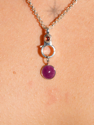Clickin my heels Ruby Round Cabochon Charm in Sterling Silver