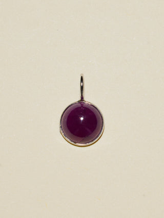 Merry Go Ruby Round Cabochon Charm in Sterling Silver