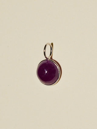 Merry Go Ruby Round Cabochon Charm in Sterling Silver