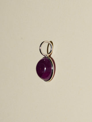 Merry Go Ruby Round Cabochon Charm in Sterling Silver