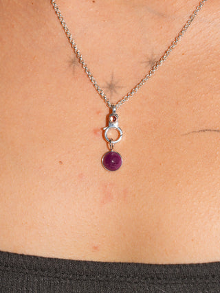 Merry Go Ruby Round Cabochon Charm in Sterling Silver