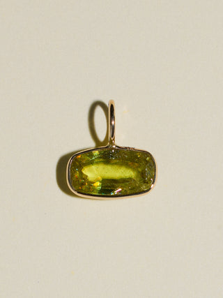Something Sour Sphene East West Can Cut Charm in Yellow 14k Gold