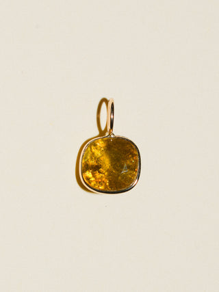 Seaweed Siren Sphene Cushion Cut Charm in Yellow 14k Gold
