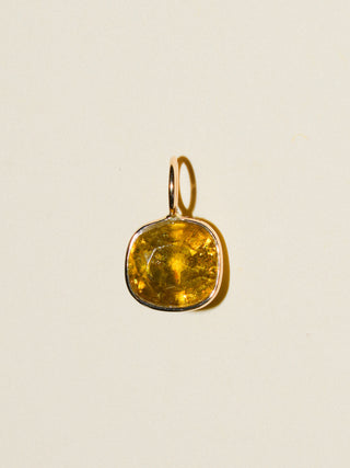 Seaweed Siren Sphene Cushion Cut Charm in Yellow 14k Gold