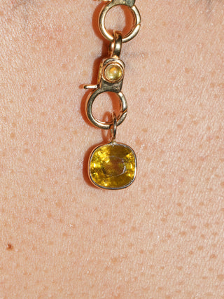 Seaweed Siren Sphene Cushion Cut Charm in Yellow 14k Gold