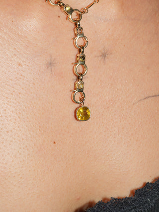 Seaweed Siren Sphene Cushion Cut Charm in Yellow 14k Gold