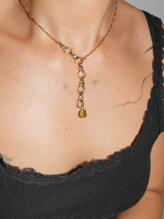 Seaweed Siren Sphene Cushion Cut Charm in Yellow 14k Gold