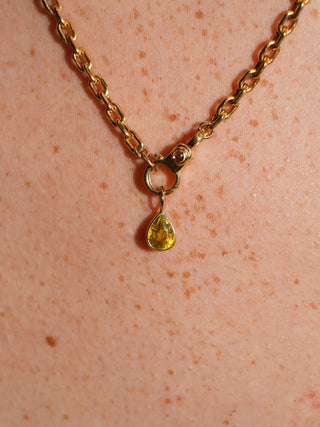 Silly Willy Sphene Teardrop Cut Charm in Yellow 14k Gold