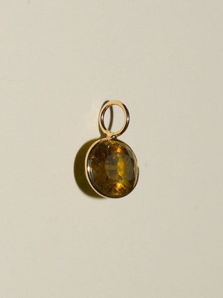 Bronzing Brass Sphene East West Oval Cut Charm in Yellow 14k Gold