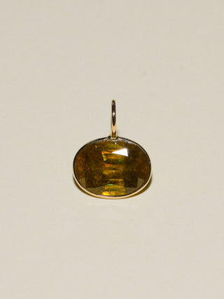 Bronzing Brass Sphene East West Oval Cut Charm in Yellow 14k Gold