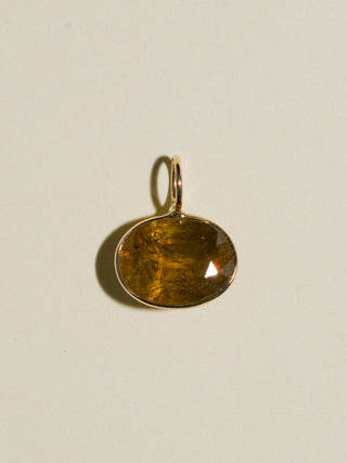 Bronzing Brass Sphene East West Oval Cut Charm in Yellow 14k Gold
