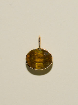 Bronzing Brass Sphene East West Oval Cut Charm in Yellow 14k Gold