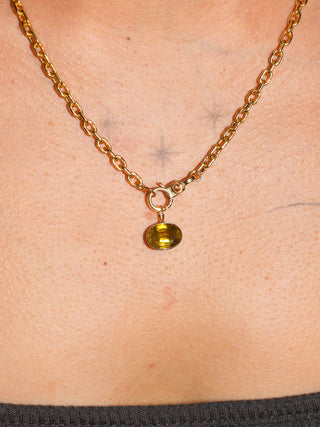 Bronzing Brass Sphene East West Oval Cut Charm in Yellow 14k Gold