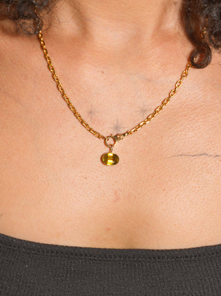 Bronzing Brass Sphene East West Oval Cut Charm in Yellow 14k Gold