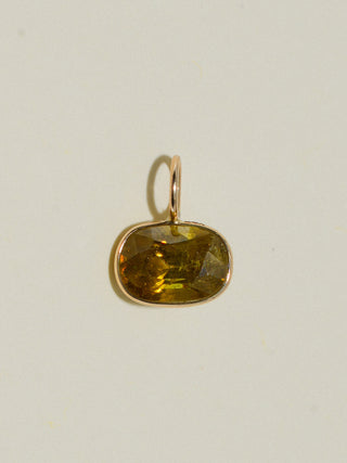 Sticky Seaweed Sphene East West Oval Cut Charm in Yellow 14k Gold