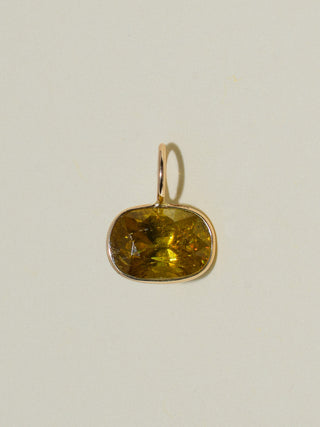 Sticky Seaweed Sphene East West Oval Cut Charm in Yellow 14k Gold