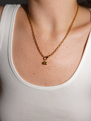 Sticky Seaweed Sphene East West Oval Cut Charm in Yellow 14k Gold