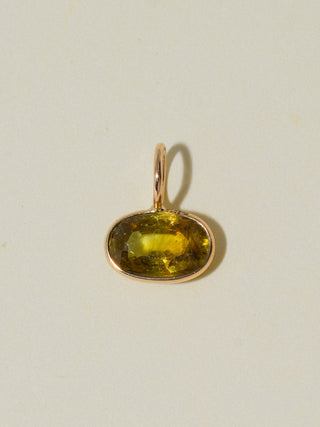 Seaweed Salad Sphene East West Oval Cut Charm in Yellow 14k Gold